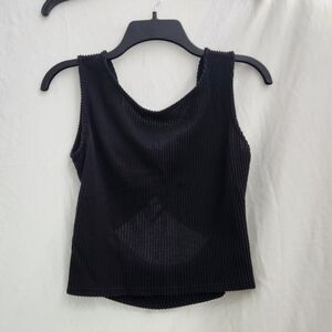 Black Sleeveless Cutout Ribbed Top